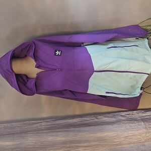 Adidas Track Jacket Long Sleeve Zip Front Purple Mint Blue L